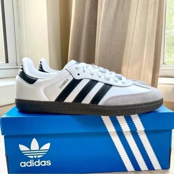 adidas Shoes - New Adidas Samba OG Sneaker Shoes Black White Womens 6.5